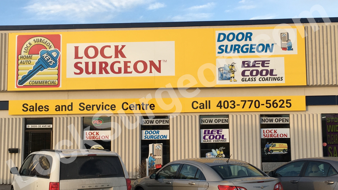 Lock Surgeon Calgary commercial alarm system sales and service centre unit D 202032 ave NE.