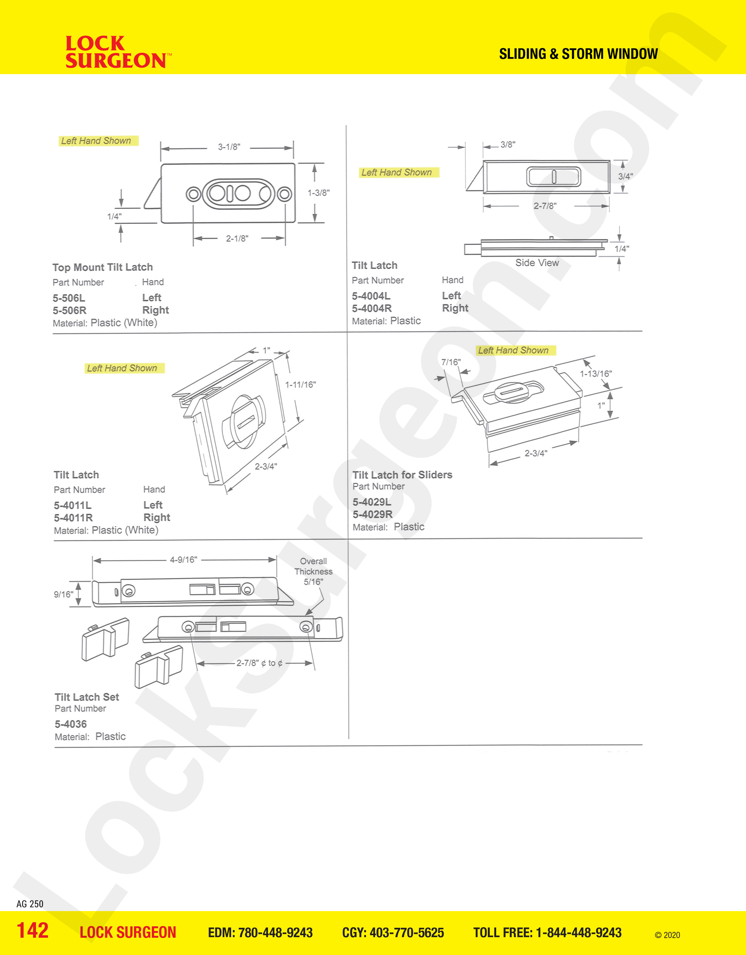 Fort Saskatchewan top mount tilt latch, tilt latch 2-7/8, tilt latch 2-3/4, tilt latch for sliders, tilt latch set