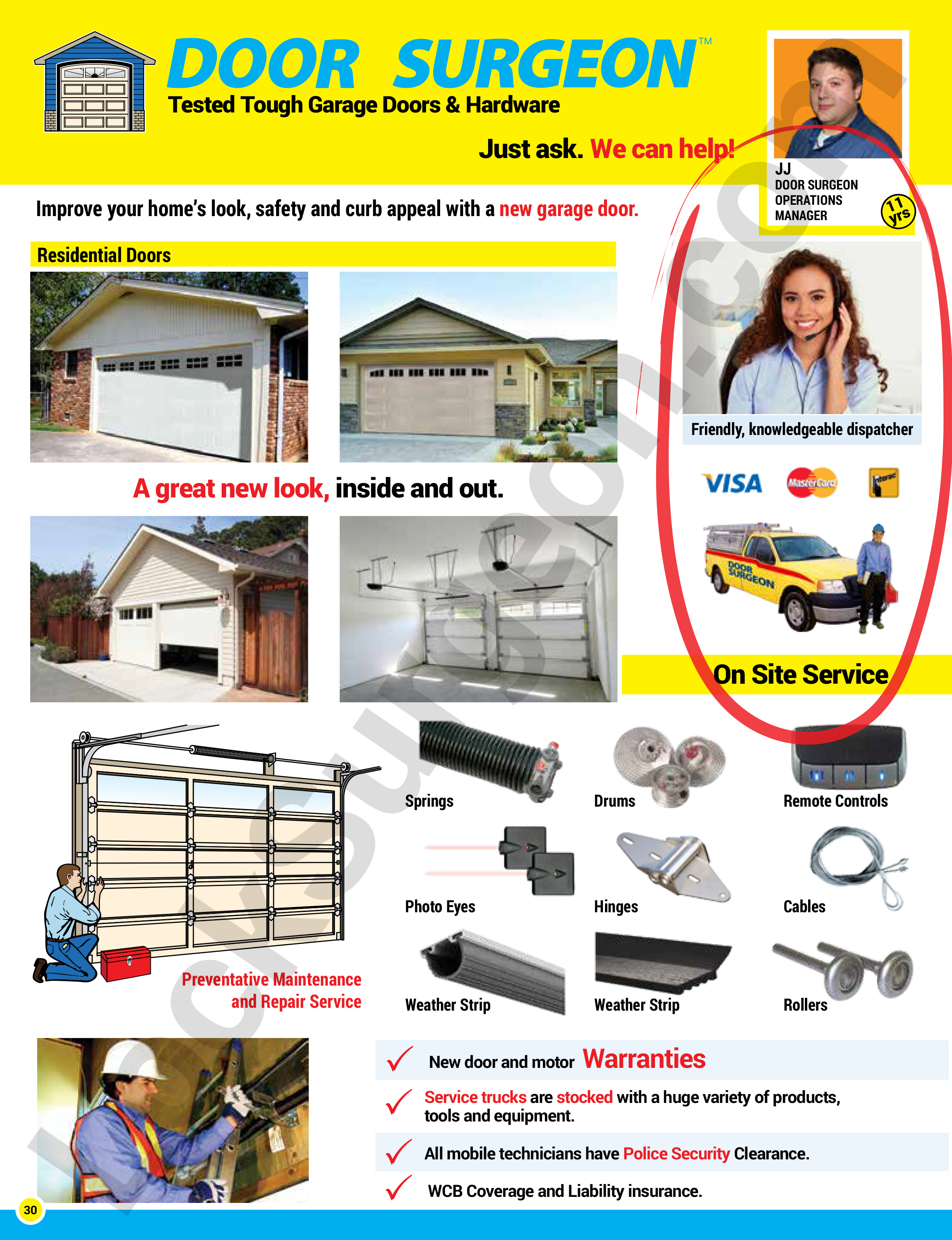 Lock Surgeon Acheson mobile service trucks stocked with garage door repair parts.