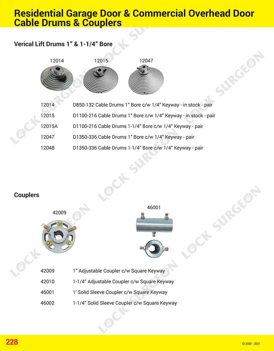 Lock Surgeon Garage door cable drums vertical lift drums & coupler parts.