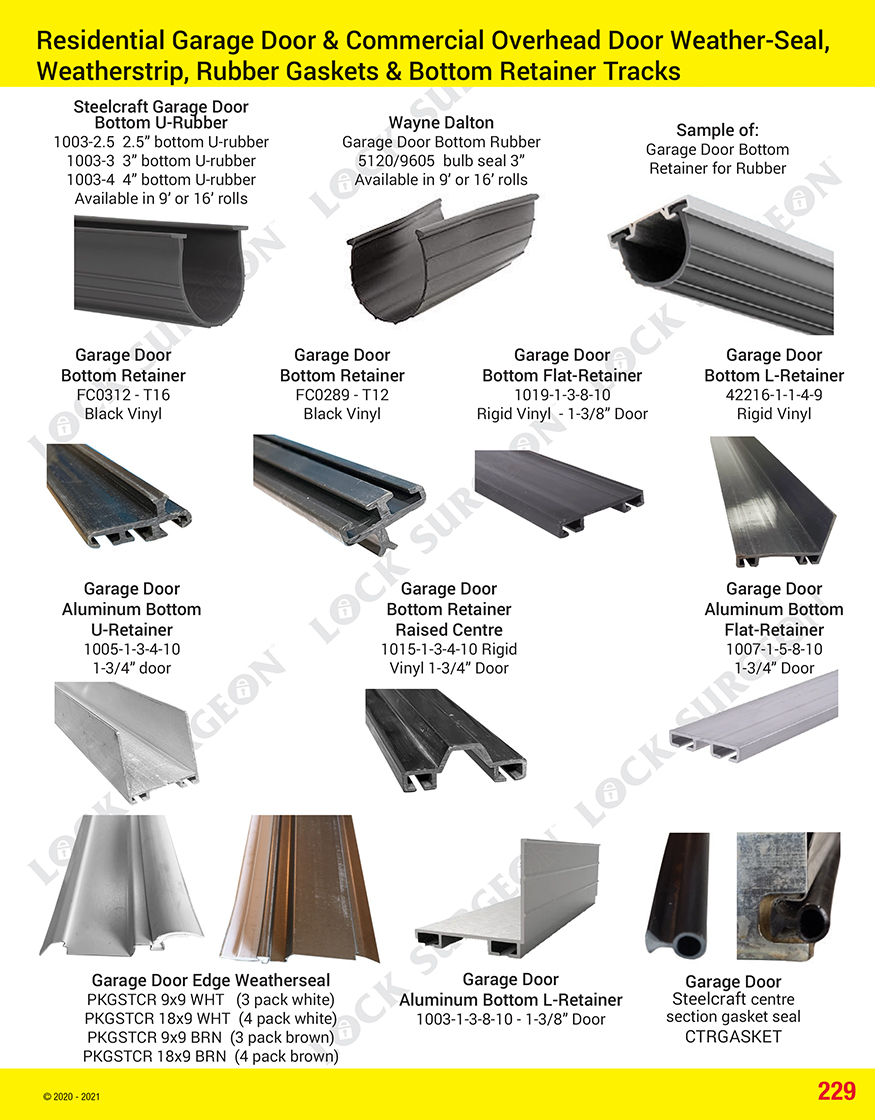 Lock Surgeon Garage door parts door-edge weatherseal bottom-rubber bottom-retainer rubber gasket.