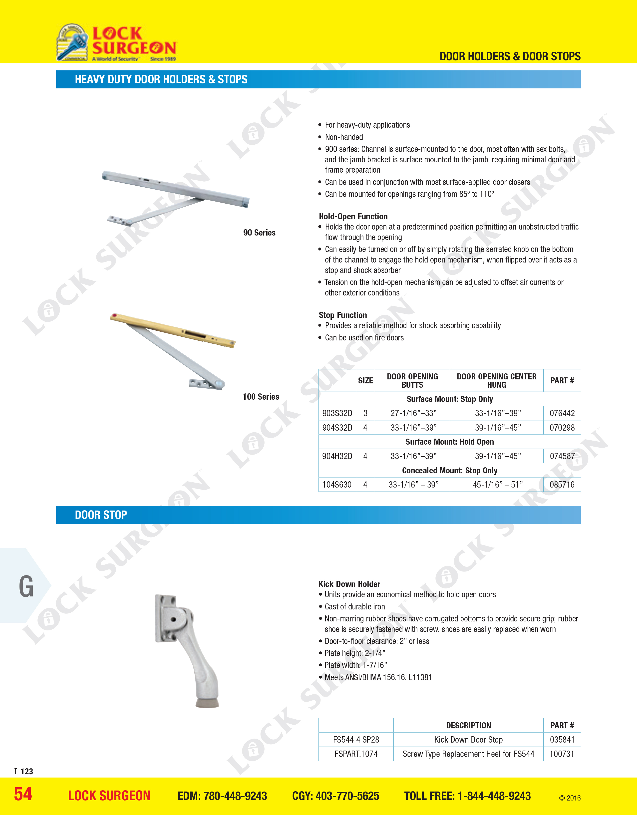 Acheson Glynn-Johnson Heavy duty door holders and stops