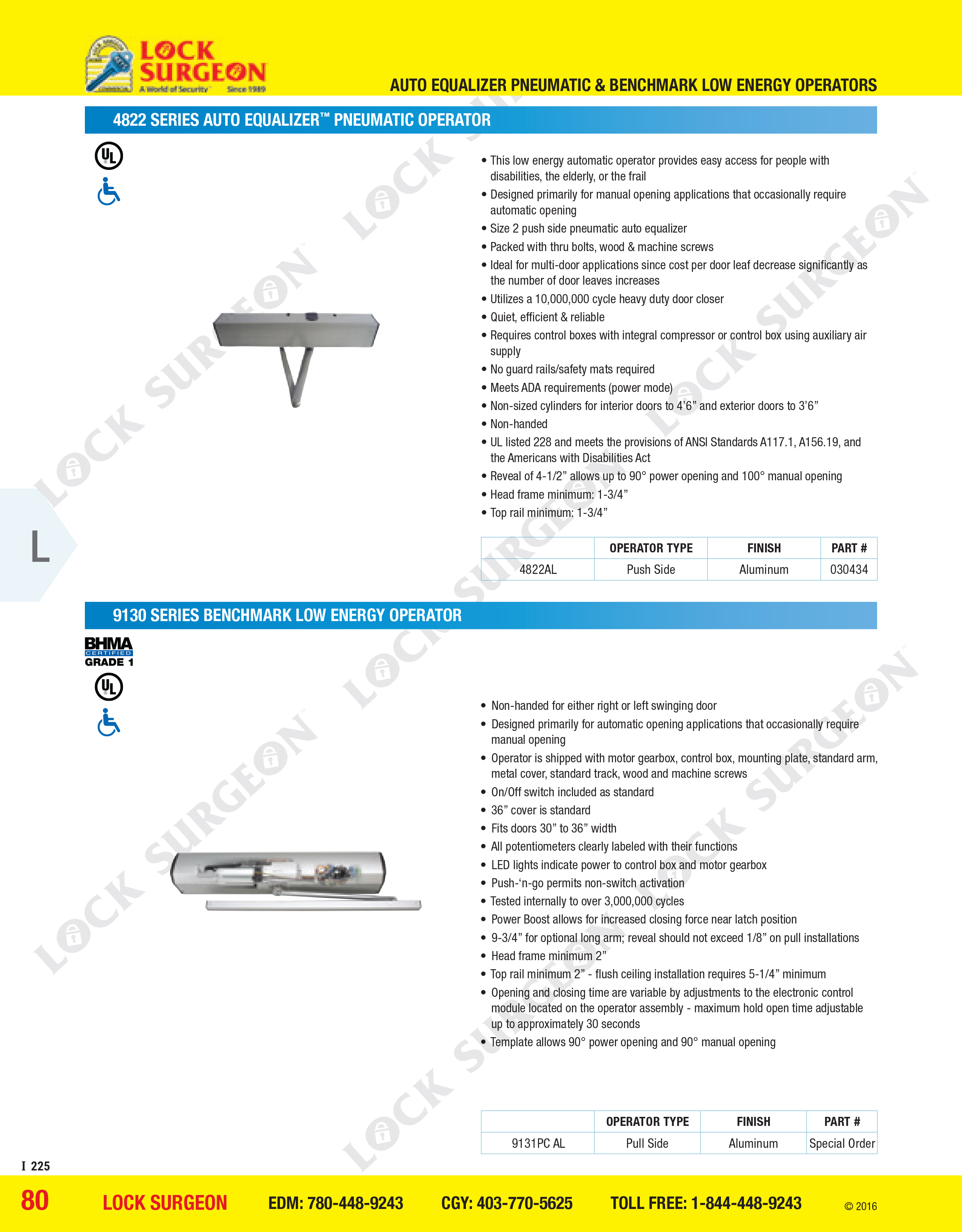 Acheson 4822 series Auto Equalizer pneumatic operator and 9130series benchmark low energy operator