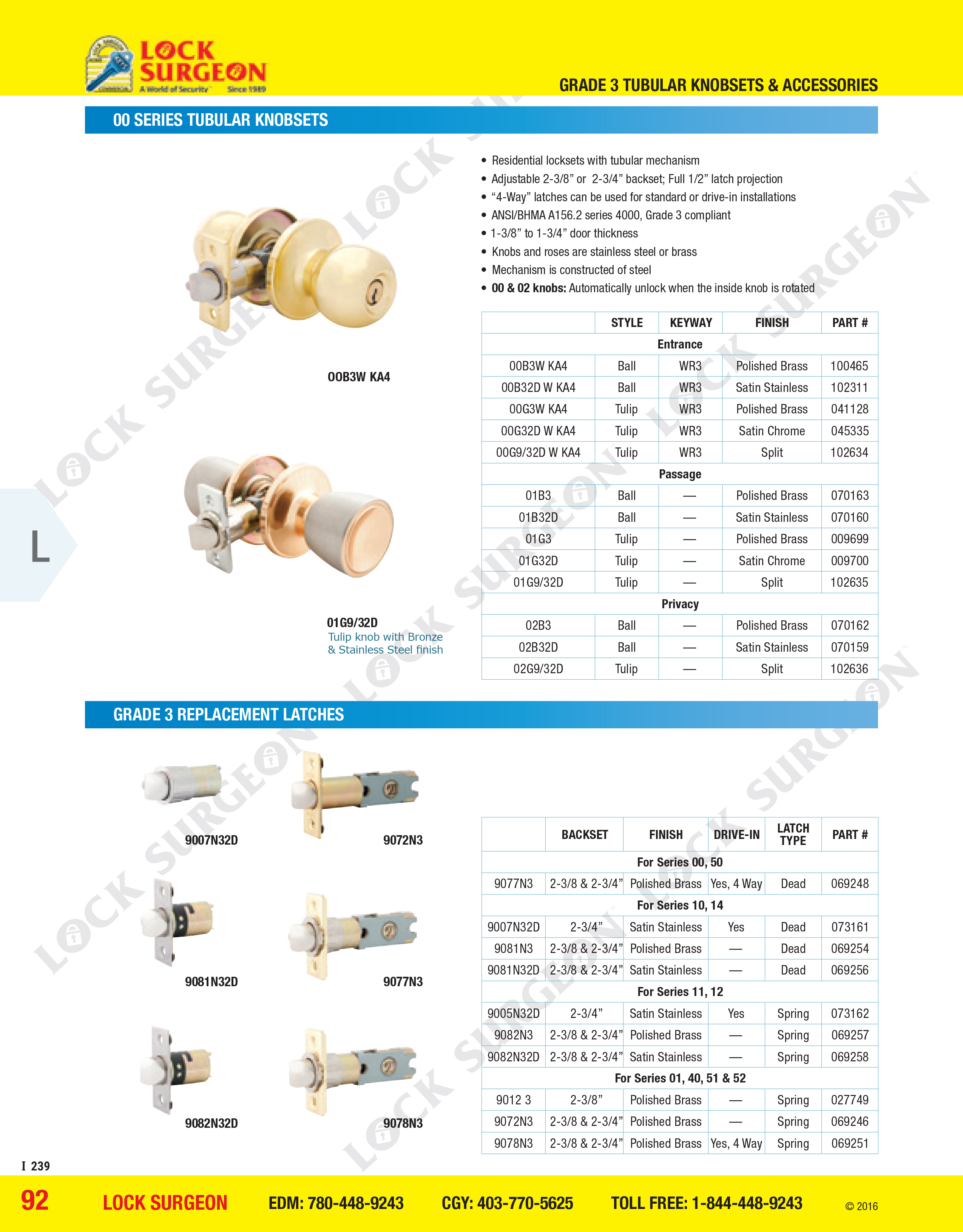 Acheson Simple and easy to use door knobs that provide entrance security, privacy or just basic passage