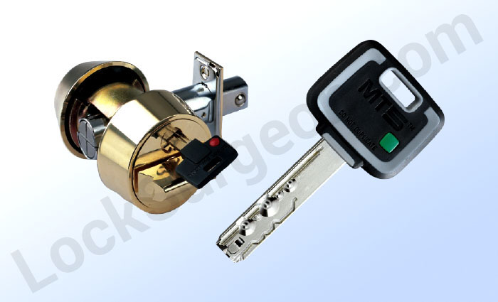 Acheson Mul-T-Lock security deadbolats with removable T-turn for added security in doors that have windows.