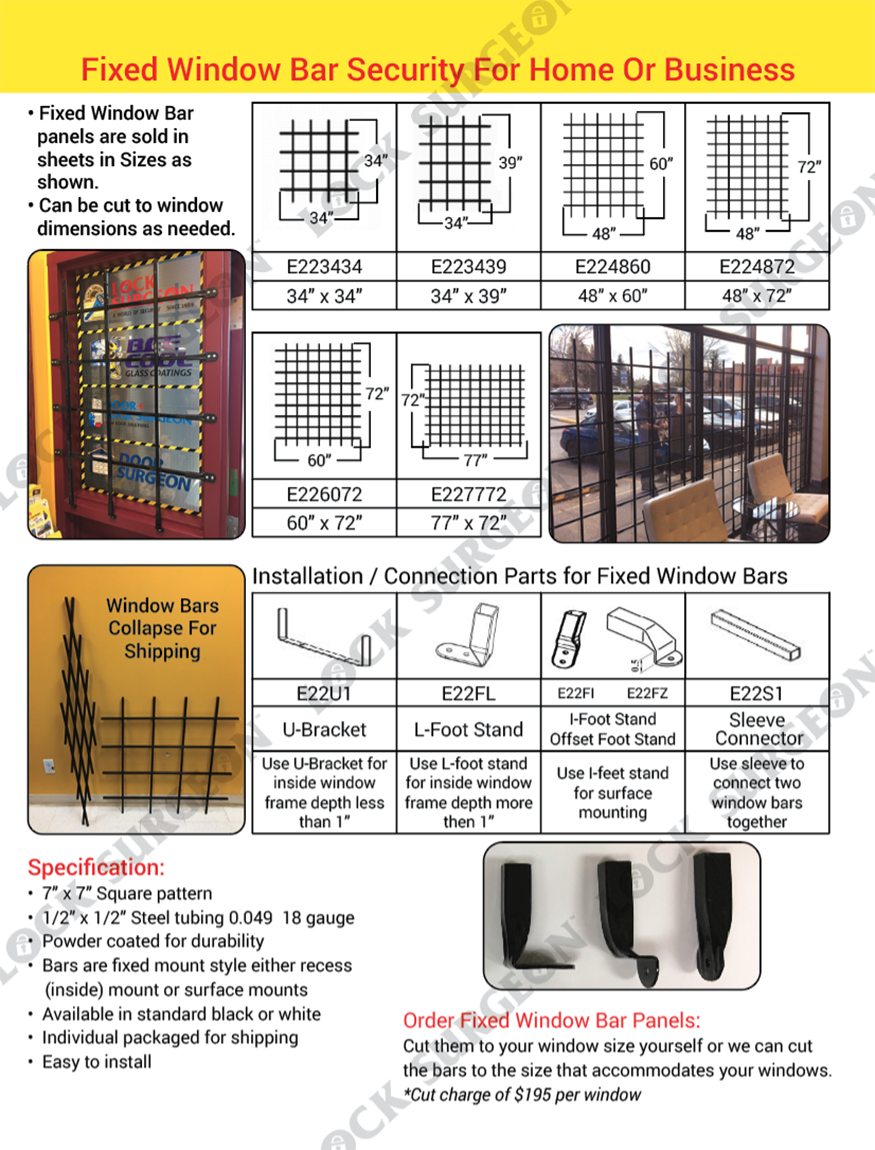 Window Bars-Window Bars-Extendable Window Security Bar-Hinged-Removable and Push Lock Acheson